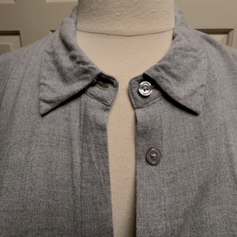 A New Day Gray Soft Flannel Shirt Dress w/Adjustable Waist & Covered Buttons XL - Picture 6 of 11